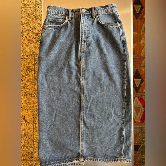 Reformation Jayde High Rise Denim Jean Midi Skirt - Picture 5 of 7